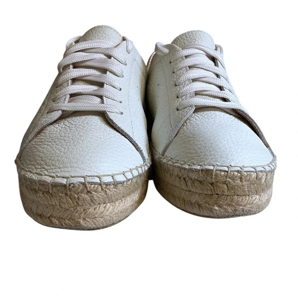 Anthropologie Dalson Espadrilles‎ White Leather Jute Platform Sneakers Sz 6/EU37